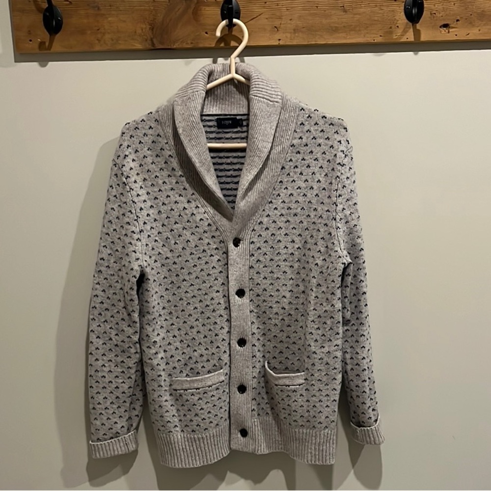 J. Crew Gray Textured Shawl Collar Cardigan